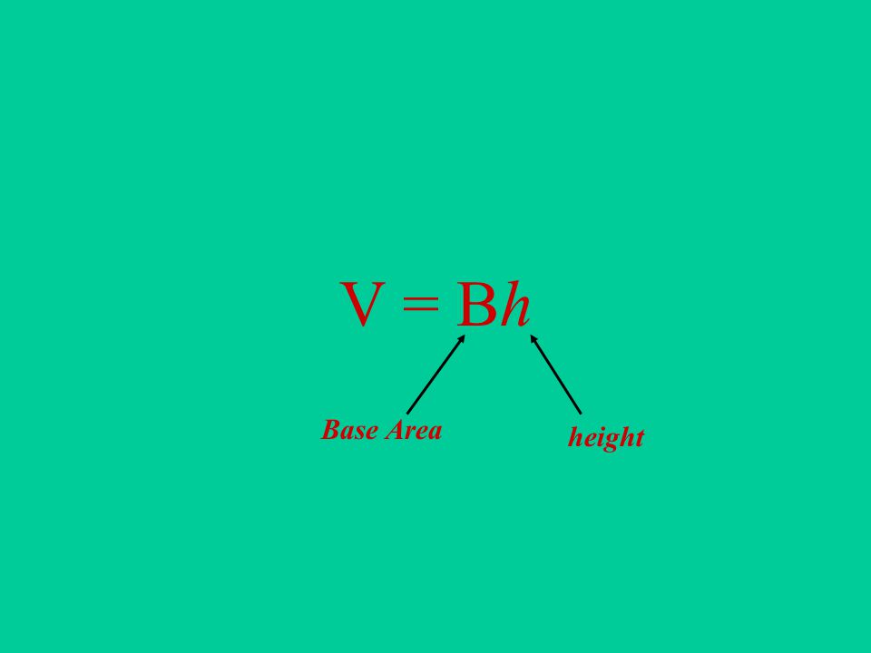 V = Bh Base Area height