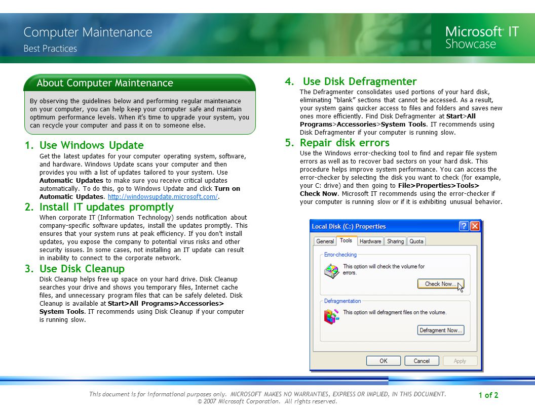 1 of 2 By observing the guidelines below and performing regular maintenance on your computer, you can help keep your computer safe and maintain optimum performance levels.