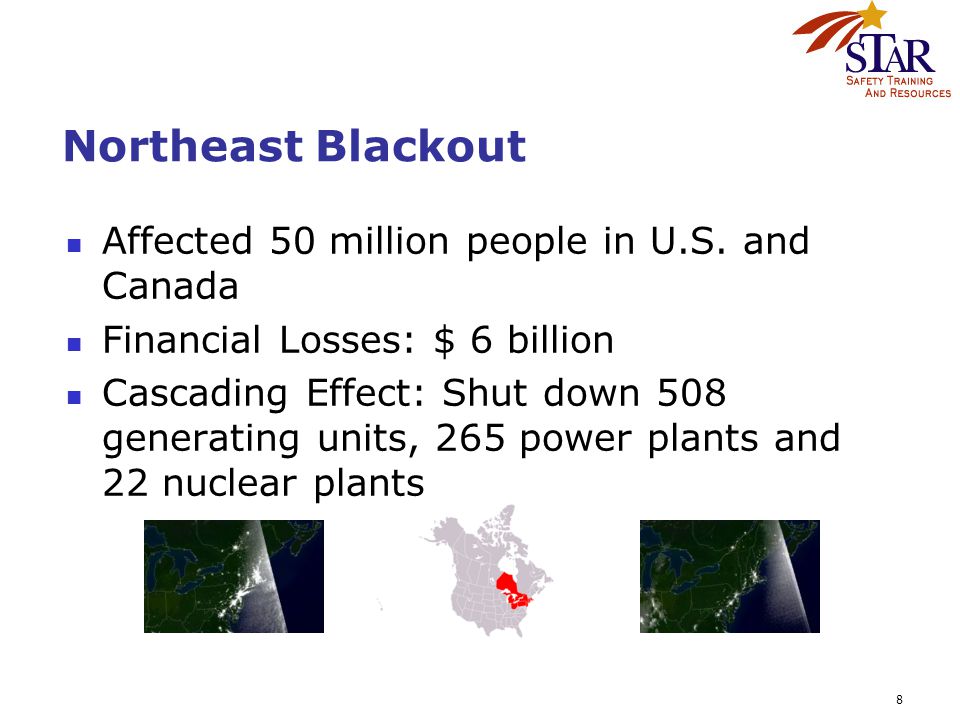 8 Northeast Blackout Affected 50 million people in U.S.