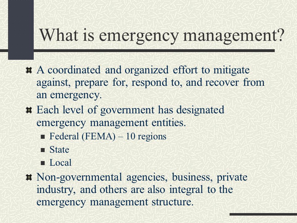 What is emergency management.