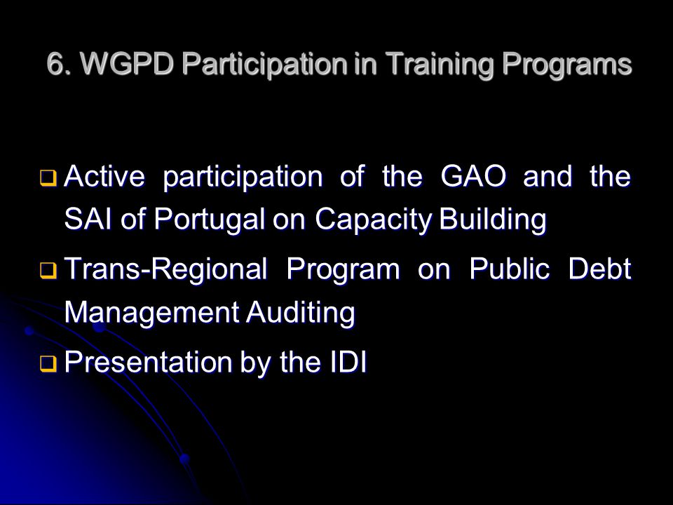 6. WGPD Participation in Training Programs 6.