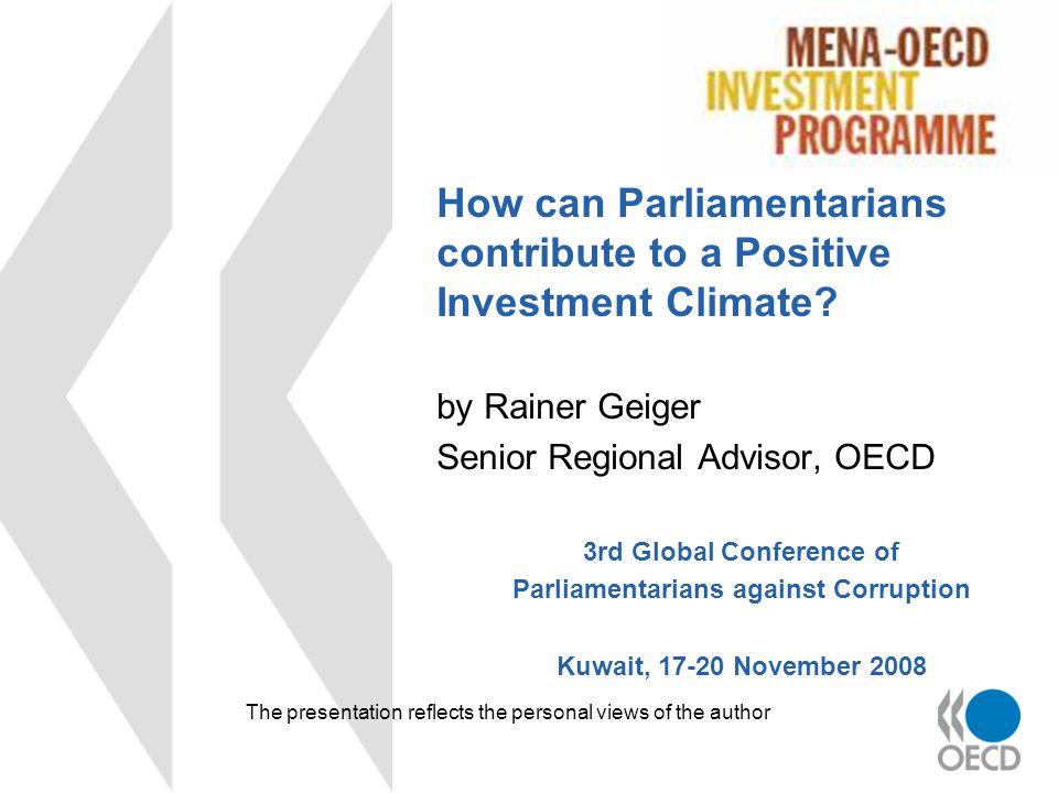 How can Parliamentarians contribute to a Positive Investment Climate.