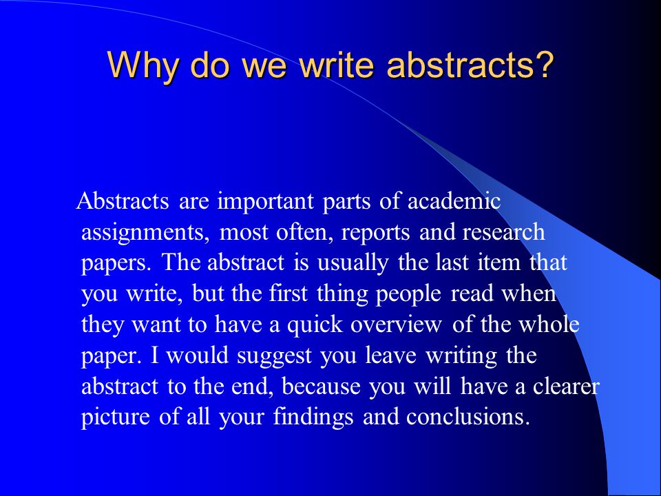 How to write an abstracts