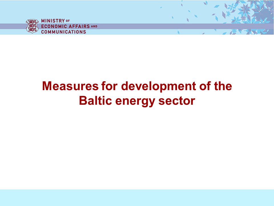 Measures for development of the Baltic energy sector
