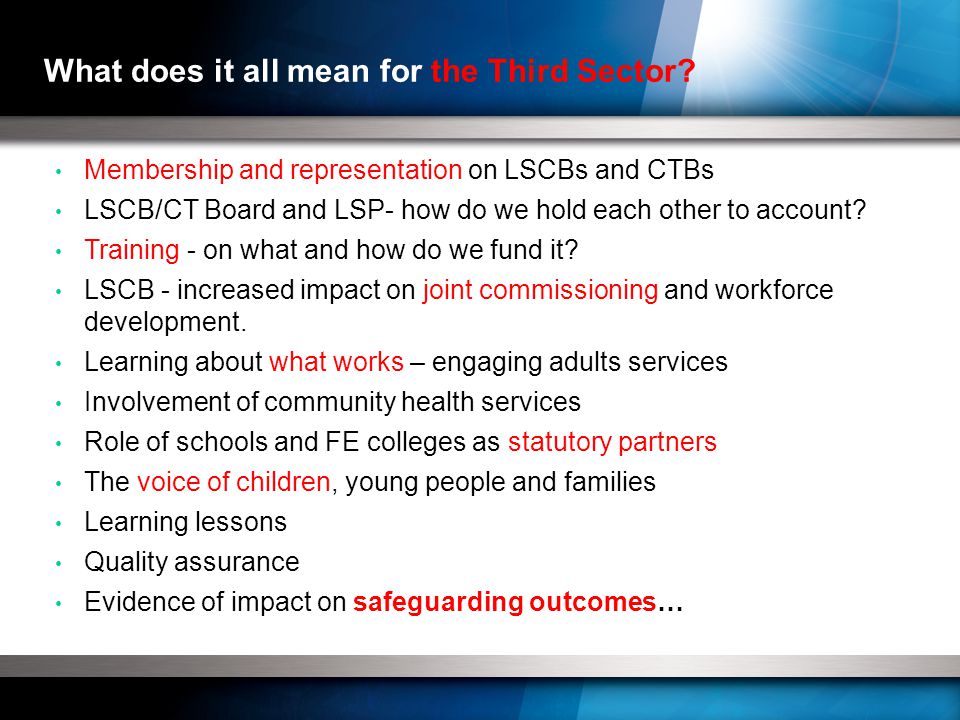 What does it all mean for the Third Sector.