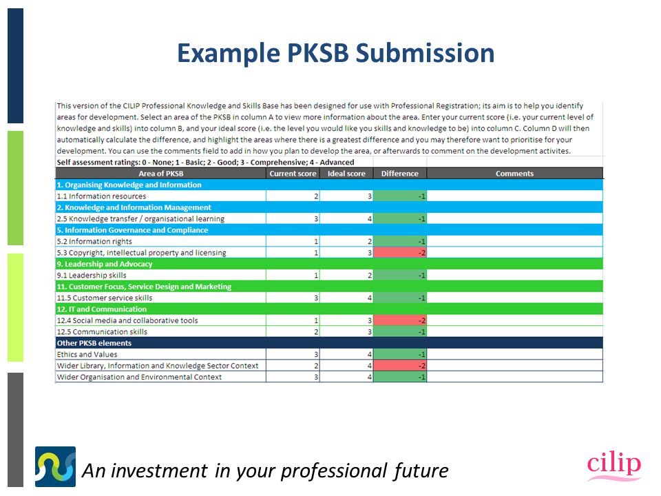 An investment in your professional future Example PKSB Submission