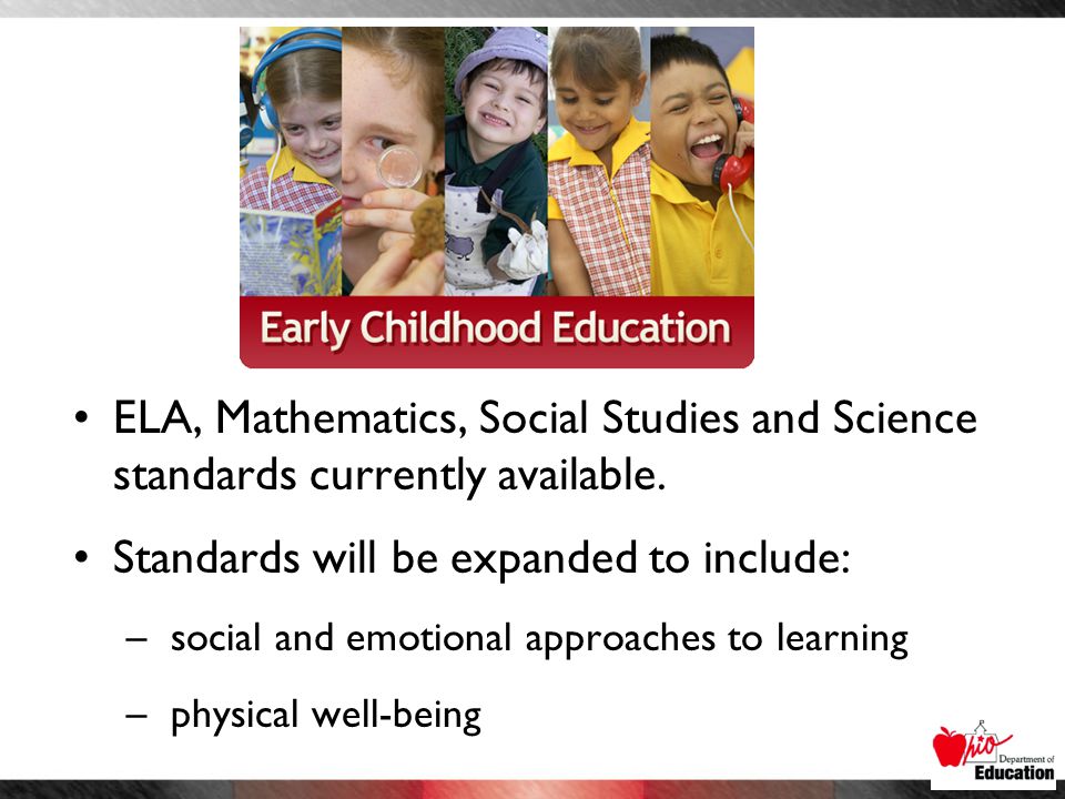 ELA, Mathematics, Social Studies and Science standards currently available.