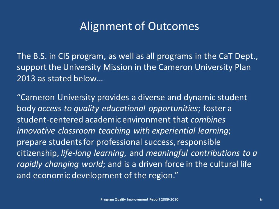 Alignment of Outcomes The B.S.