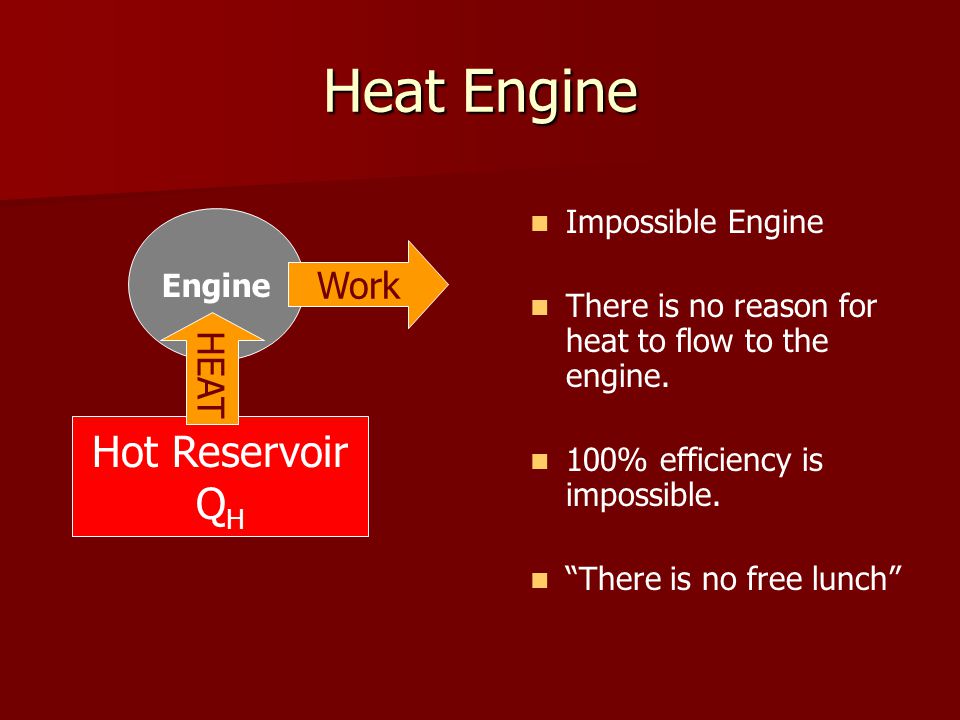 Heat Engine Hot Reservoir Q H Impossible Engine There is no reason for heat to flow to the engine.