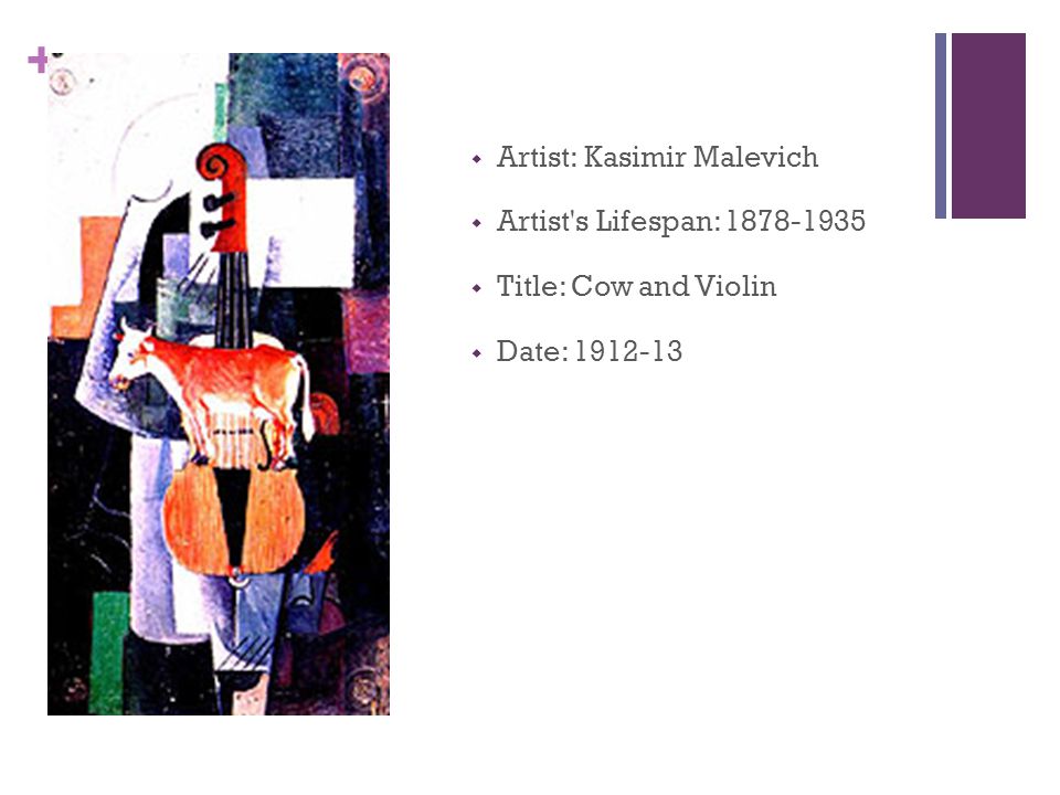 +  Artist: Kasimir Malevich  Artist s Lifespan:  Title: Cow and Violin  Date: