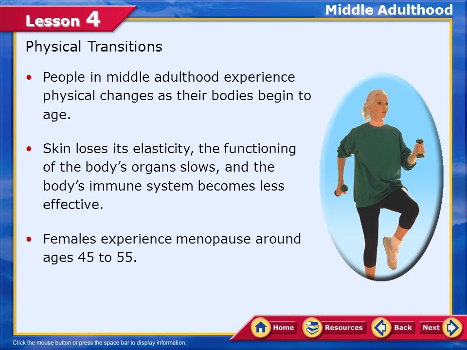 Physical changes middle aged adults