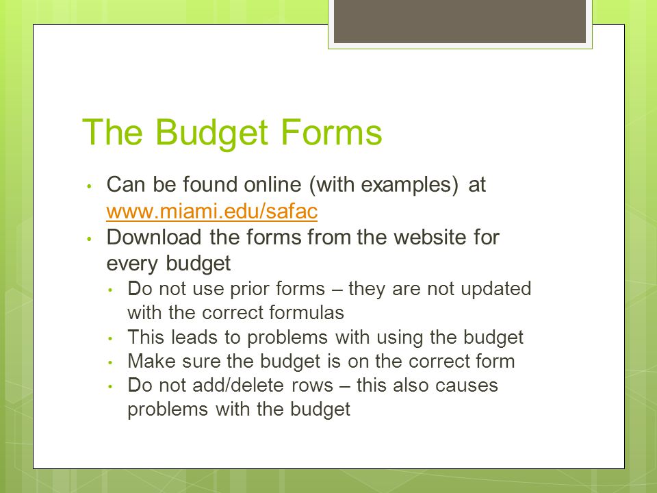 budget forms online
