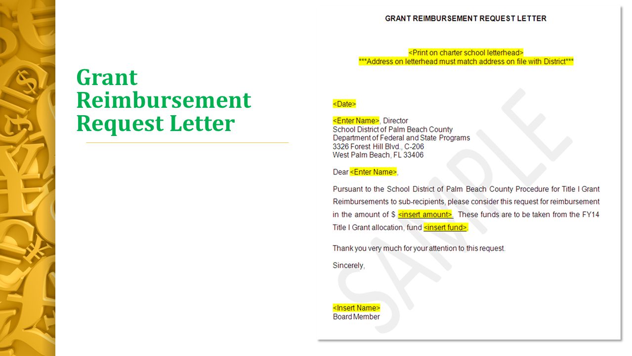 Grant Reimbursement Request Letter