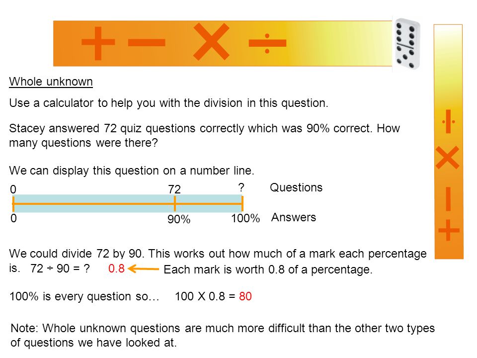 Whole unknown Stacey answered 72 quiz questions correctly which was 90% correct.