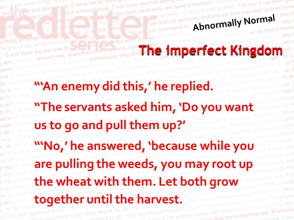 The imperfect Kingdom ‘An enemy did this,’ he replied.