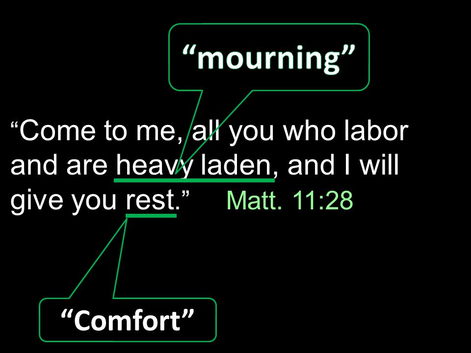 Come to me, all you who labor and are heavy laden, and I will give you rest. Matt.