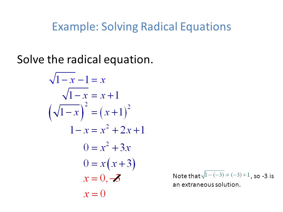 Worksheets Solving Radical Equations review for test 3 solving radical equations method of example solve the equation note that so 3