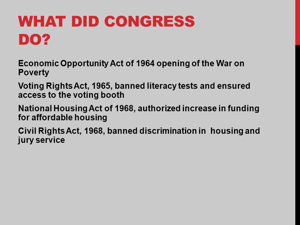 WHAT DID CONGRESS DO.