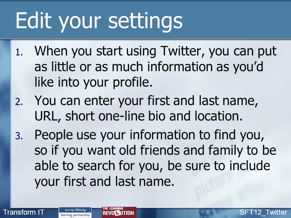 Transform IT SFT12_Twitter Edit your settings 1.