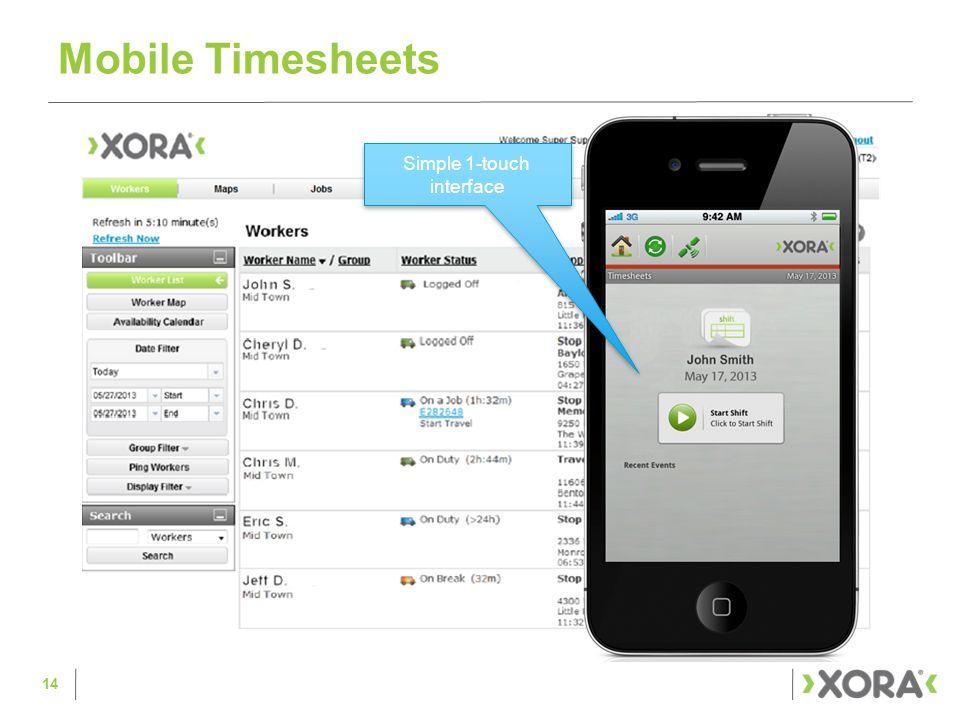 Mobile Timesheets Simple 1-touch interface 14