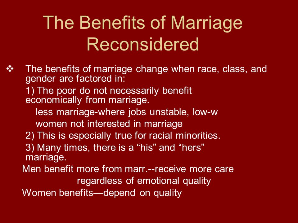 the benefits of marriage the benefits of marriage