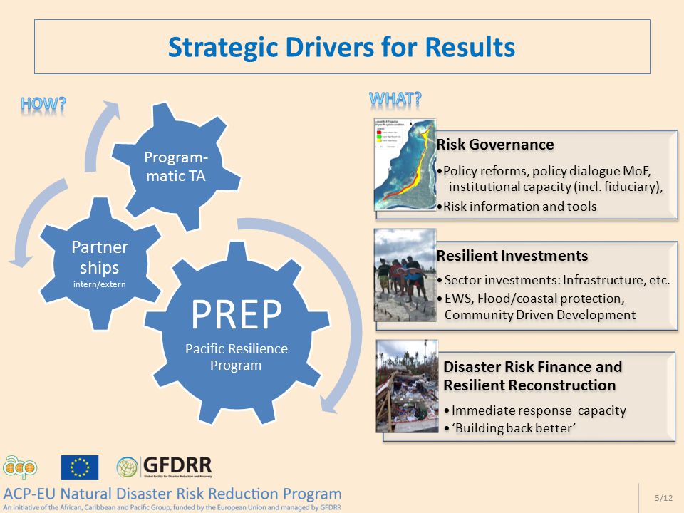Strategic Drivers for Results PREP Pacific Resilience Program Partner ships intern/extern Program- matic TA 5/12