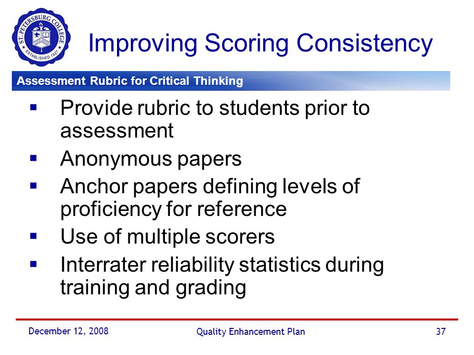 Assessment Of Critical Thinking