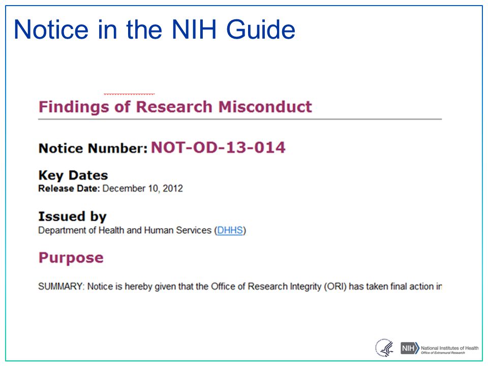 Notice in the NIH Guide