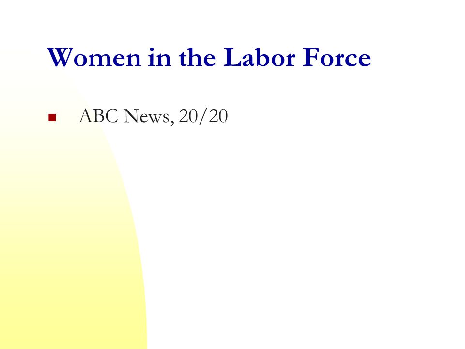 Women in the Labor Force ABC News, 20/20