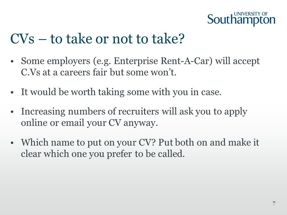 CVs – to take or not to take. Some employers (e.g.