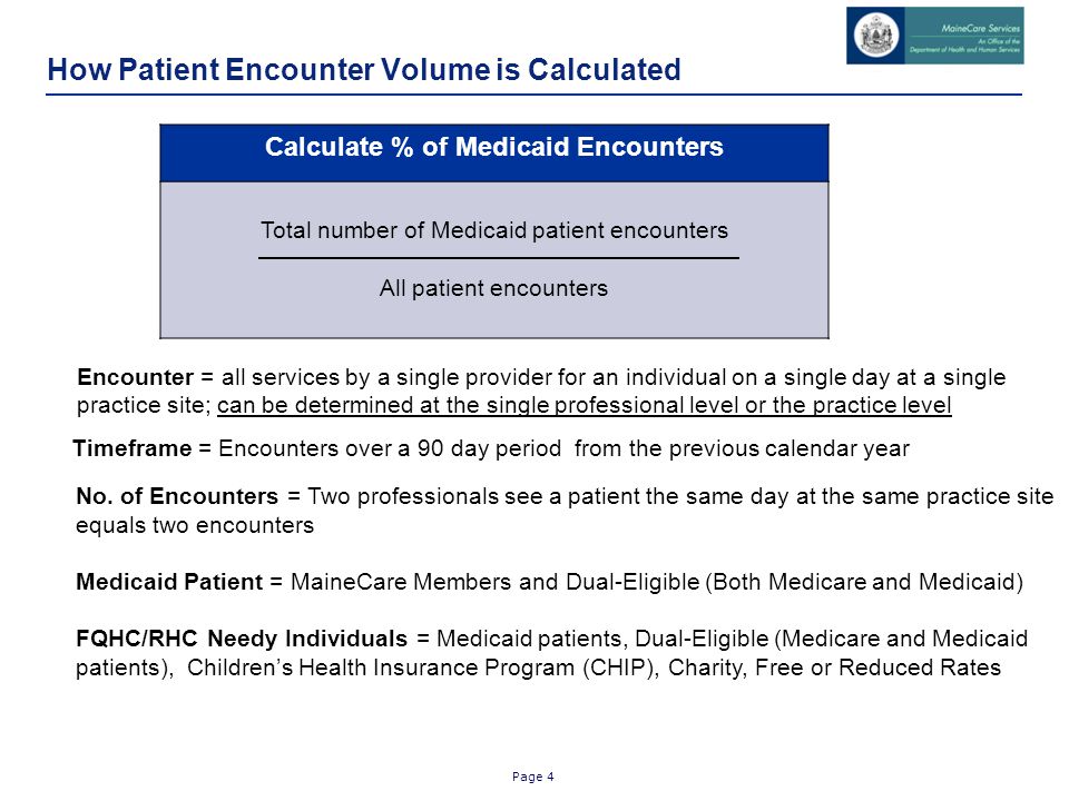 Page 4 How Patient Encounter Volume is Calculated Timeframe = Encounters over a 90 day period from the previous calendar year No.