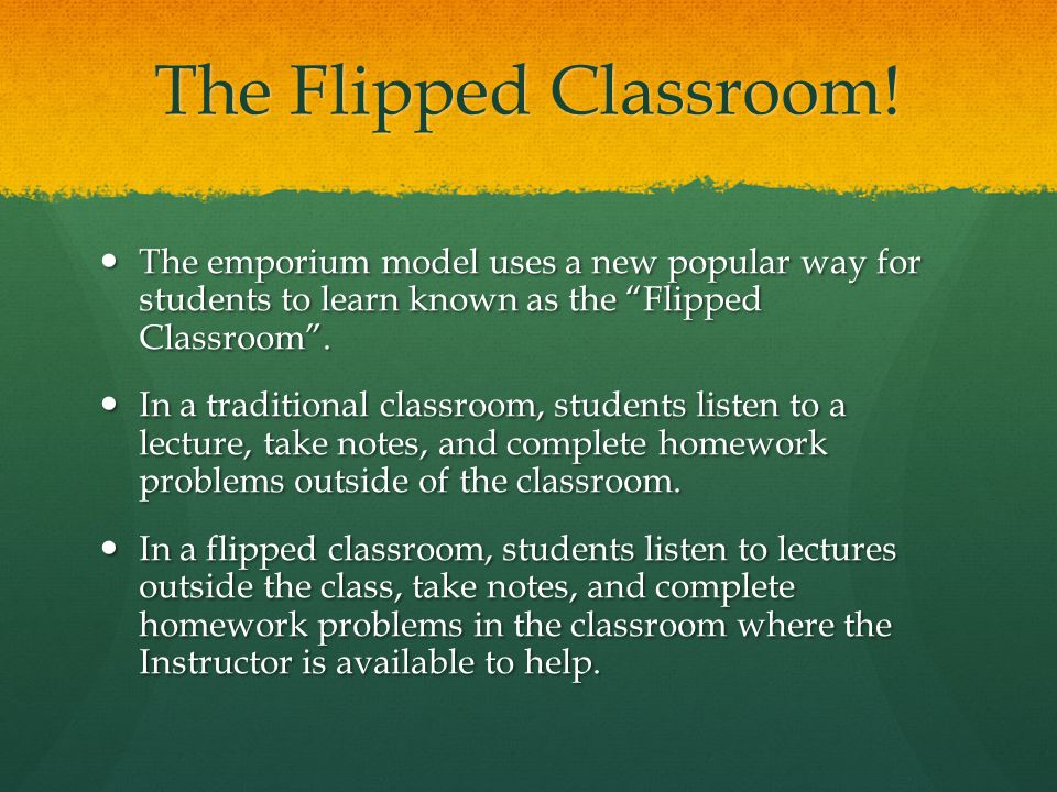 The Flipped Classroom.