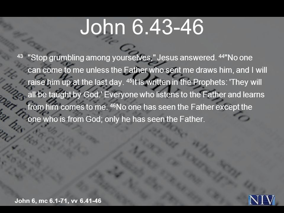 John Stop grumbling among yourselves, Jesus answered.