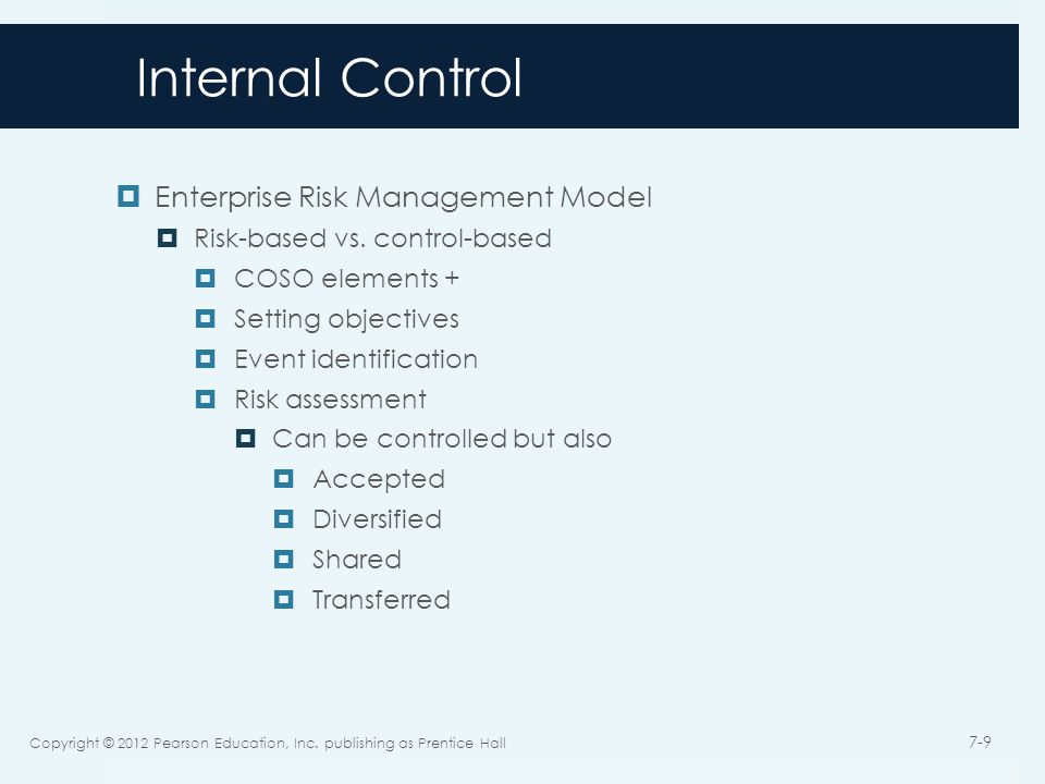 Internal Control  Enterprise Risk Management Model  Risk-based vs.
