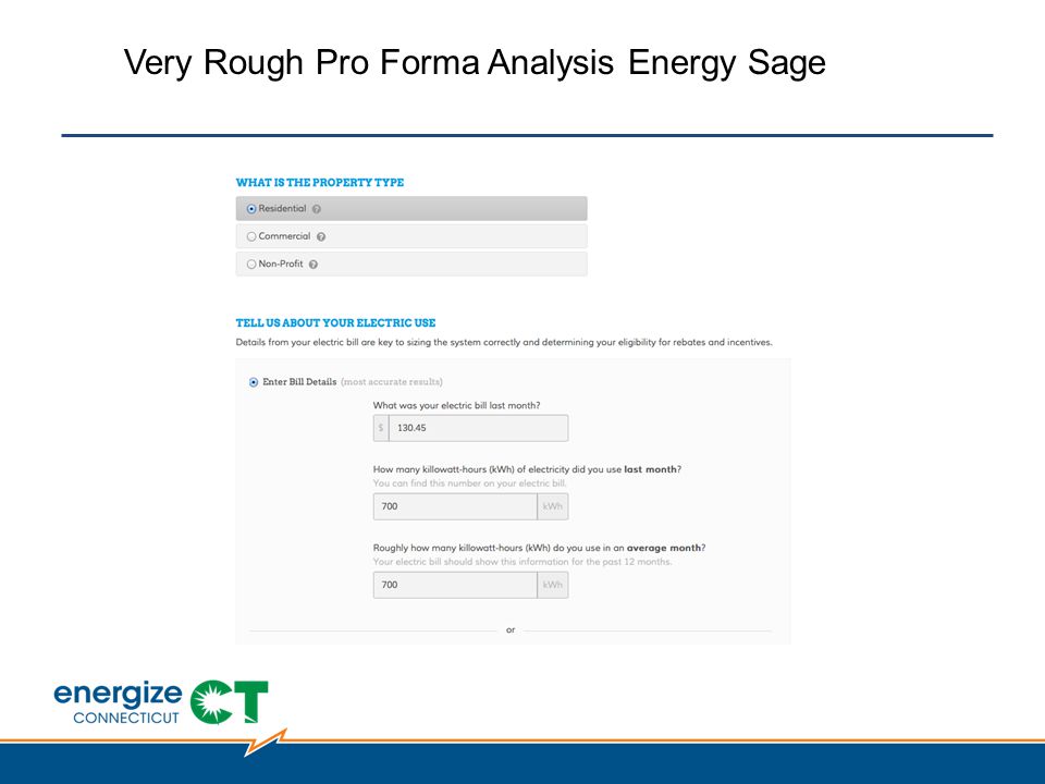 Very Rough Pro Forma Analysis Energy Sage