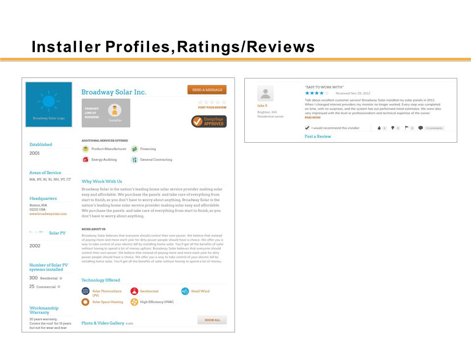 Installer Profiles,Ratings/Reviews