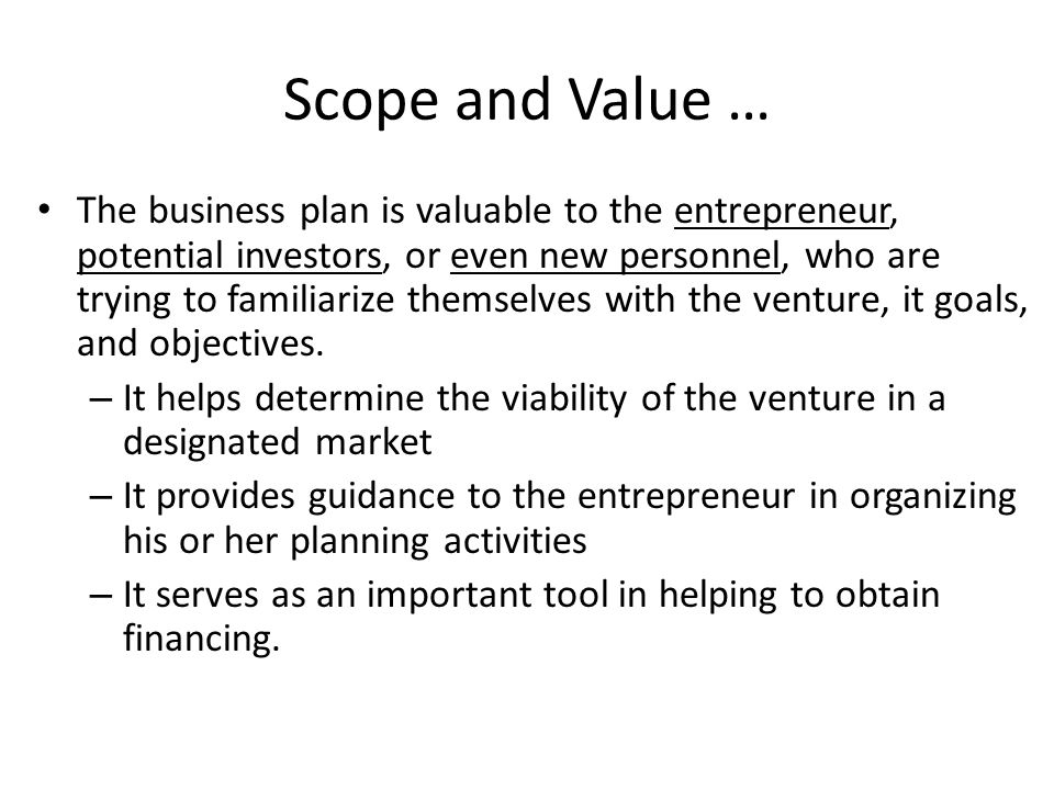 Scope Of Business Plan
