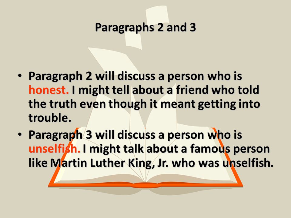 Paragraphs 2 and 3 Paragraph 2 will discuss a person who is honest.
