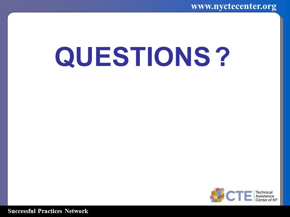 Successful Practices Network   QUESTIONS