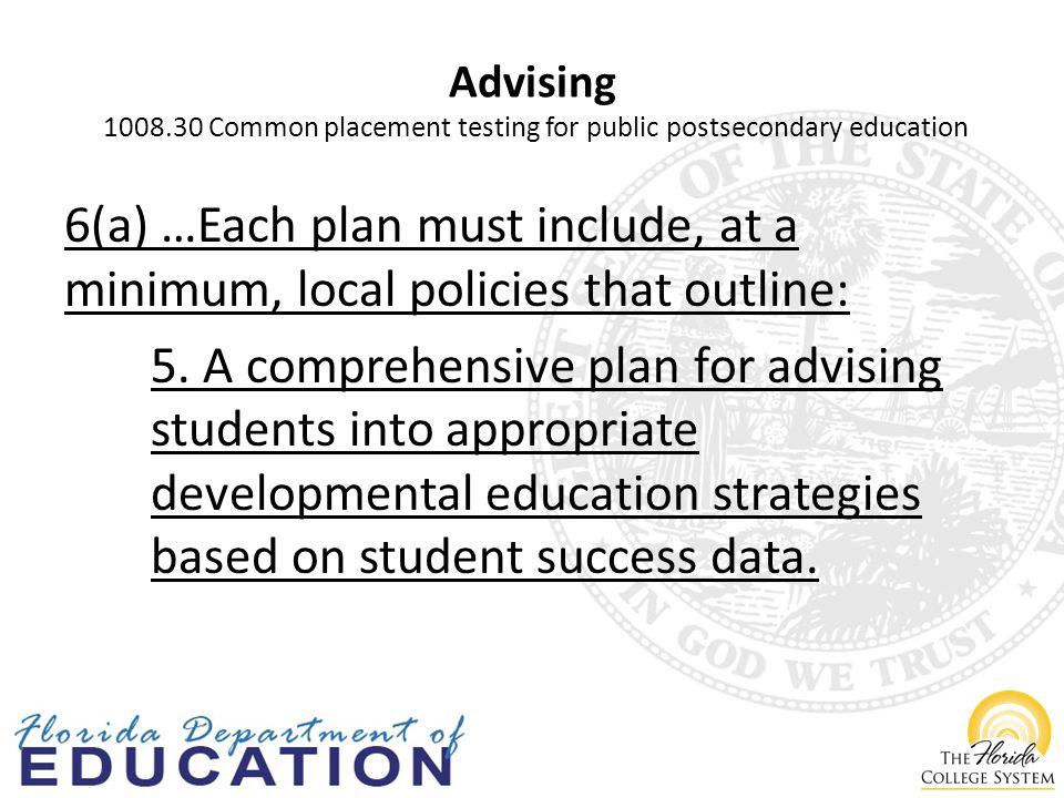 6(a) …Each plan must include, at a minimum, local policies that outline: 5.