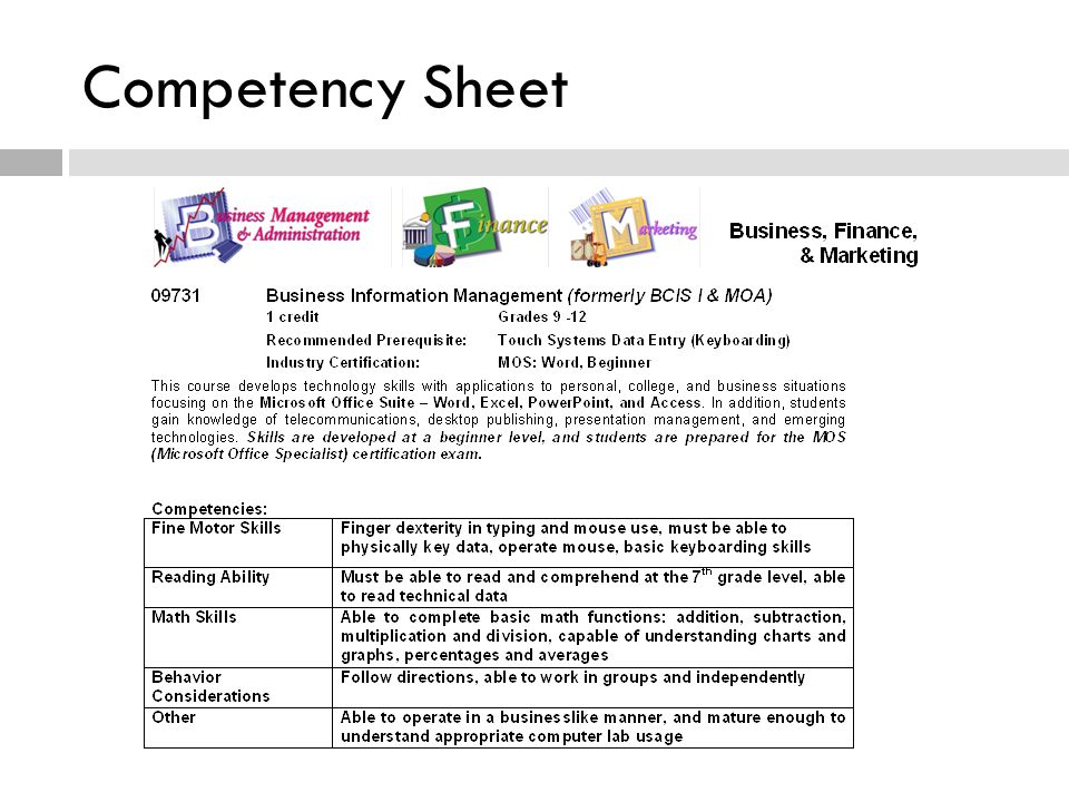 Competency Sheet