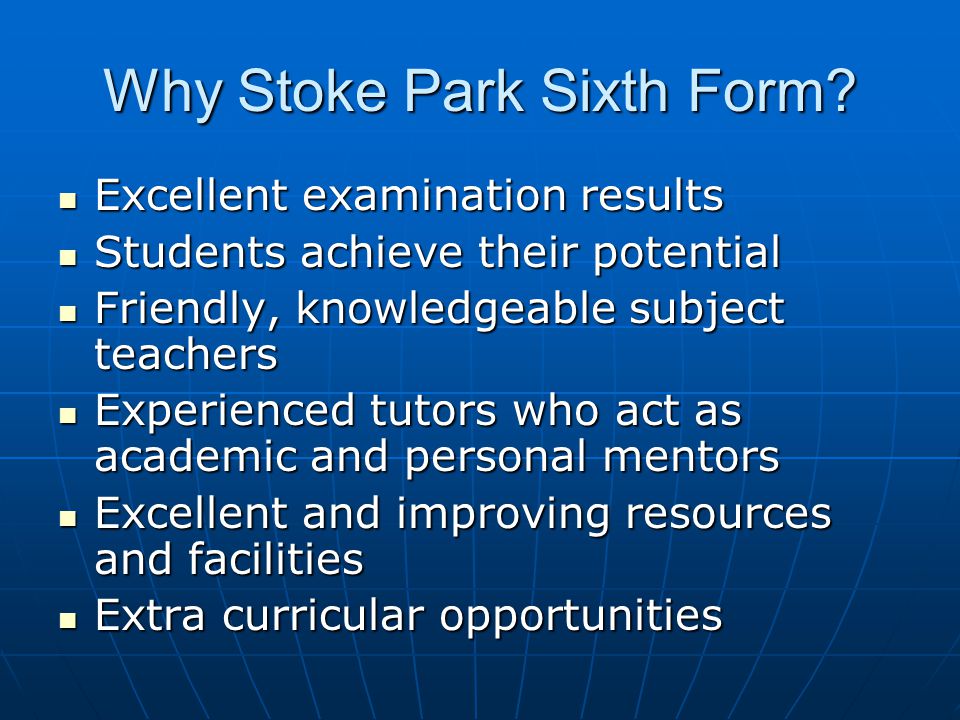 Why Stoke Park Sixth Form.