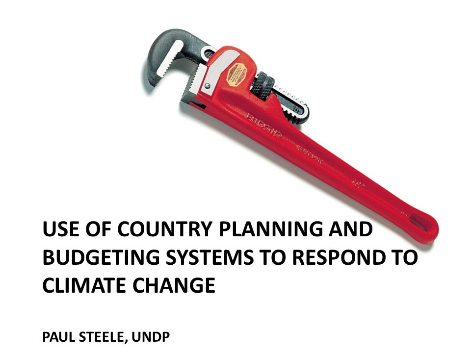 USE OF COUNTRY PLANNING AND BUDGETING SYSTEMS TO RESPOND TO CLIMATE CHANGE PAUL STEELE, UNDP