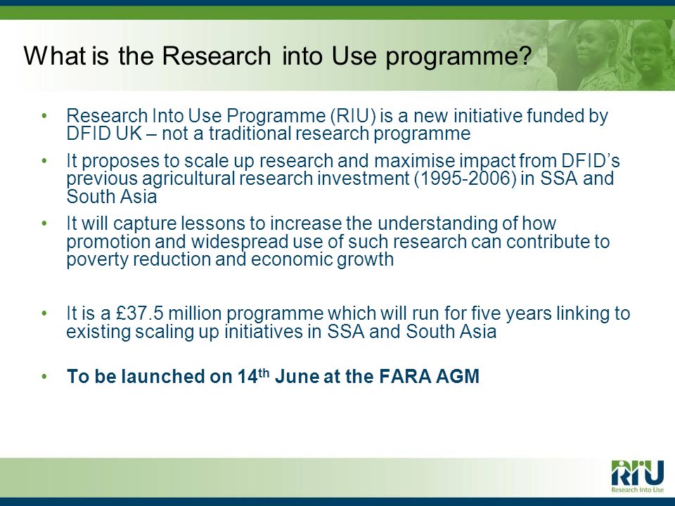 What is the Research into Use programme.