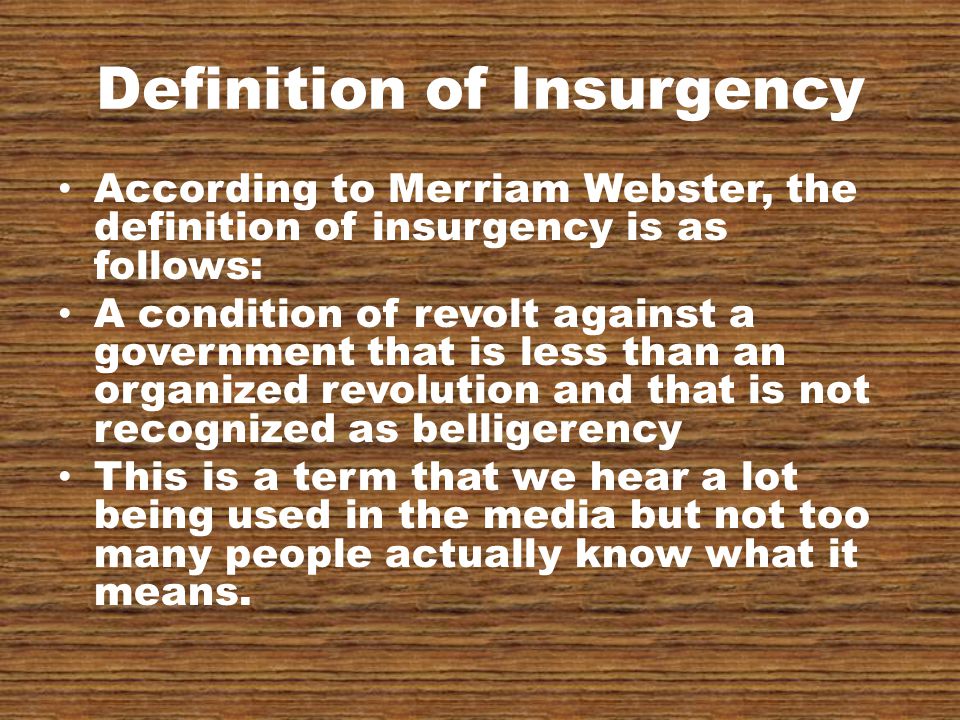 Meaning insurgent Insurgent Law