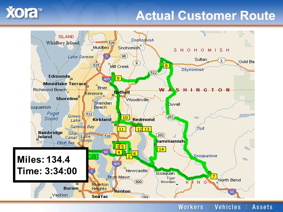 Actual Customer Route Miles: Time: 3:34:00