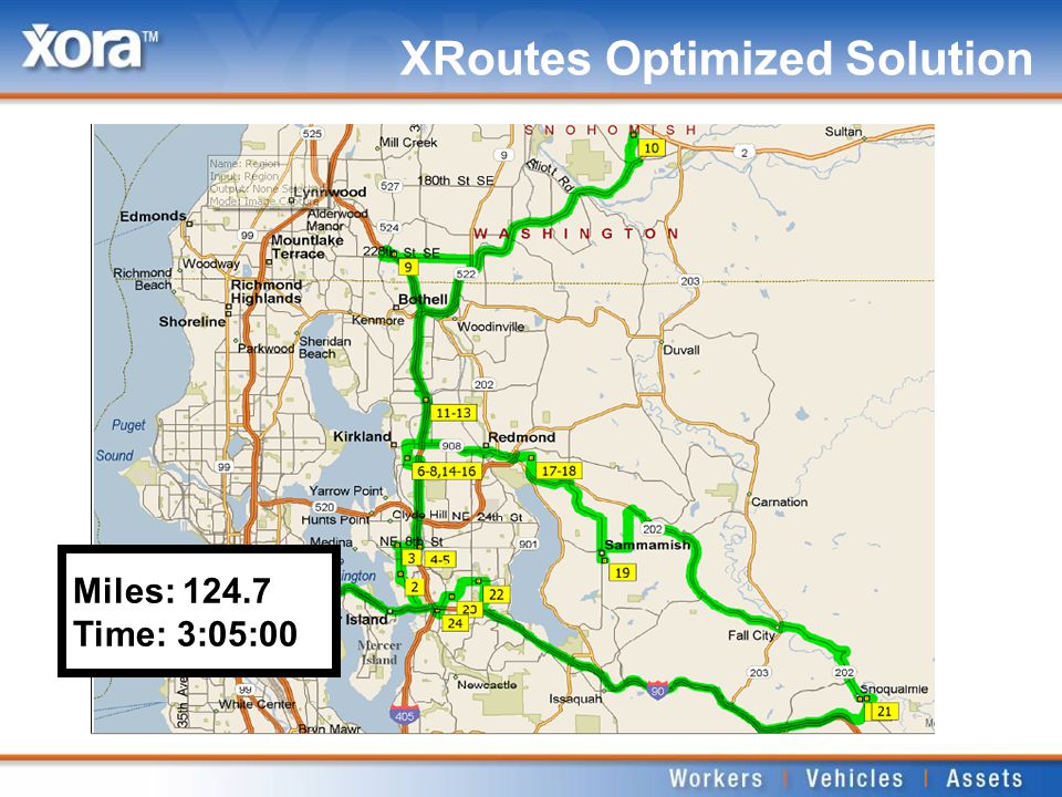 XRoutes Optimized Solution Miles: Time: 3:05:00