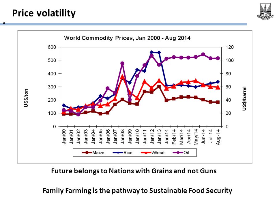 Price volatility Future belongs to Nations with Grains and not Guns Family Farming is the pathway to Sustainable Food Security