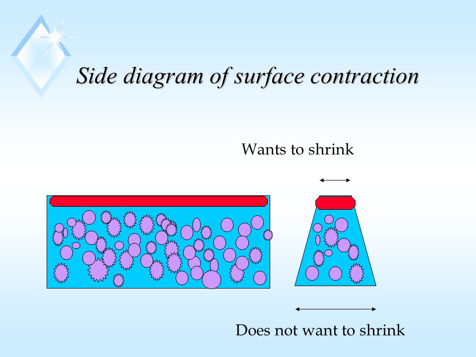 Side diagram of surface contraction Wants to shrink Does not want to shrink