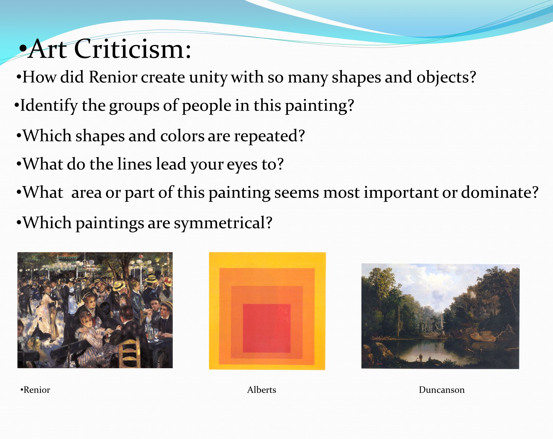 How did Renior create unity with so many shapes and objects.